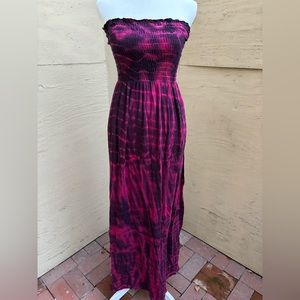 Tie dye strapless dress